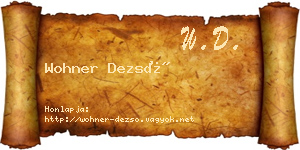 Wohner Dezső névjegykártya